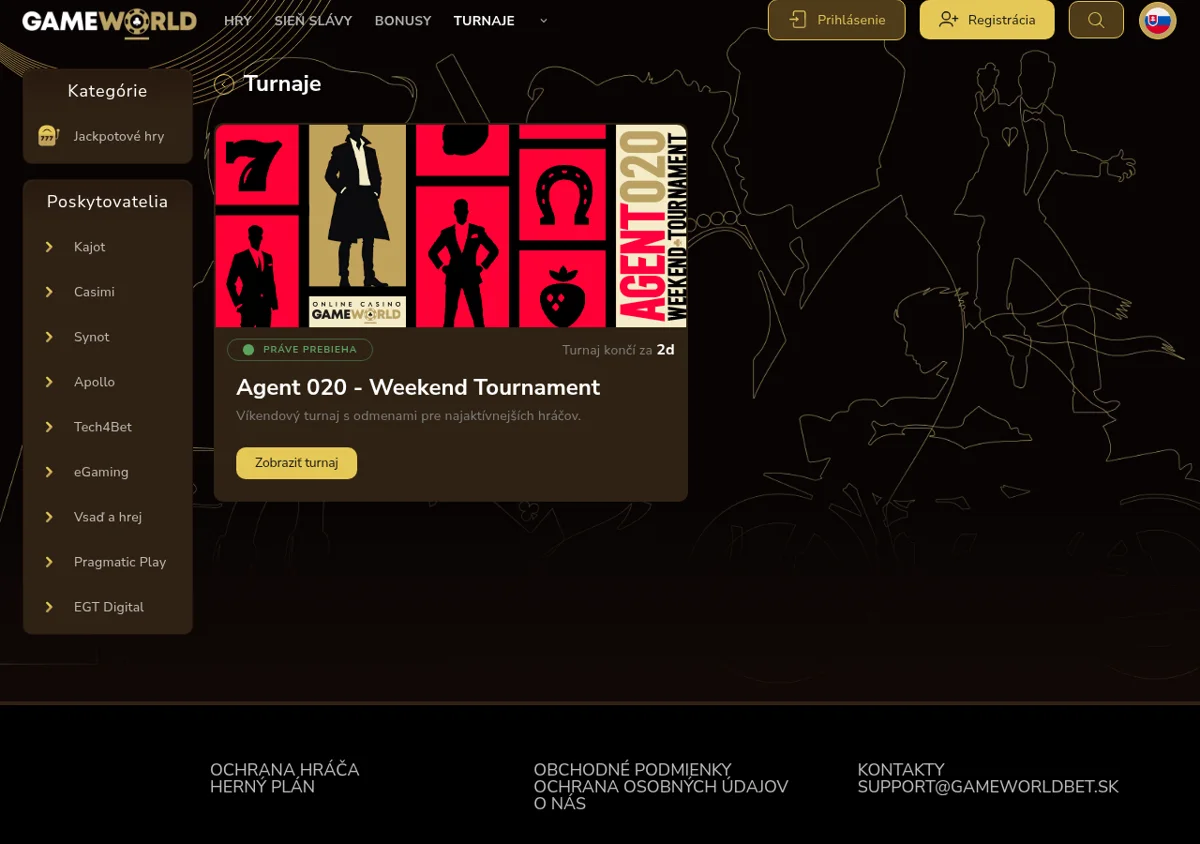 Kasínové turnaje a akcie GameWorldBet s dennými súťažami