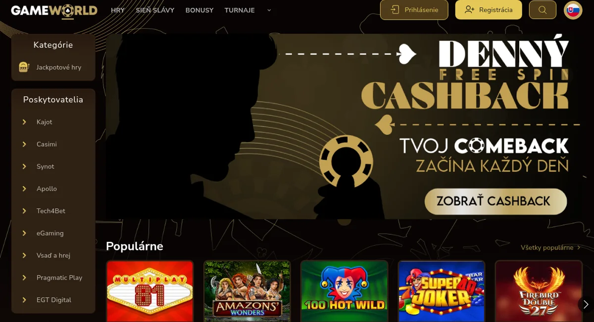 GameWorldBet – úvodná stránka a uvítací bonus