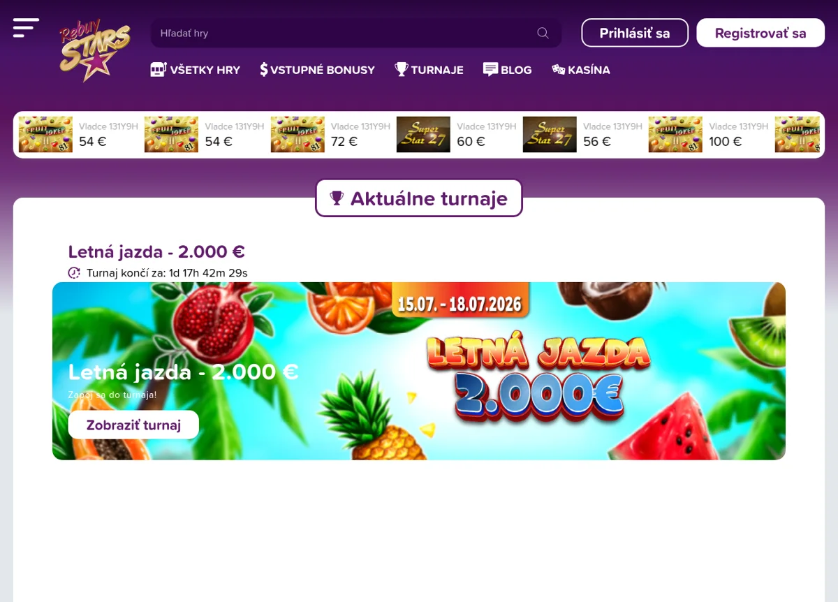 Turnaje a súťaže v online kasíne Rebuy Stars